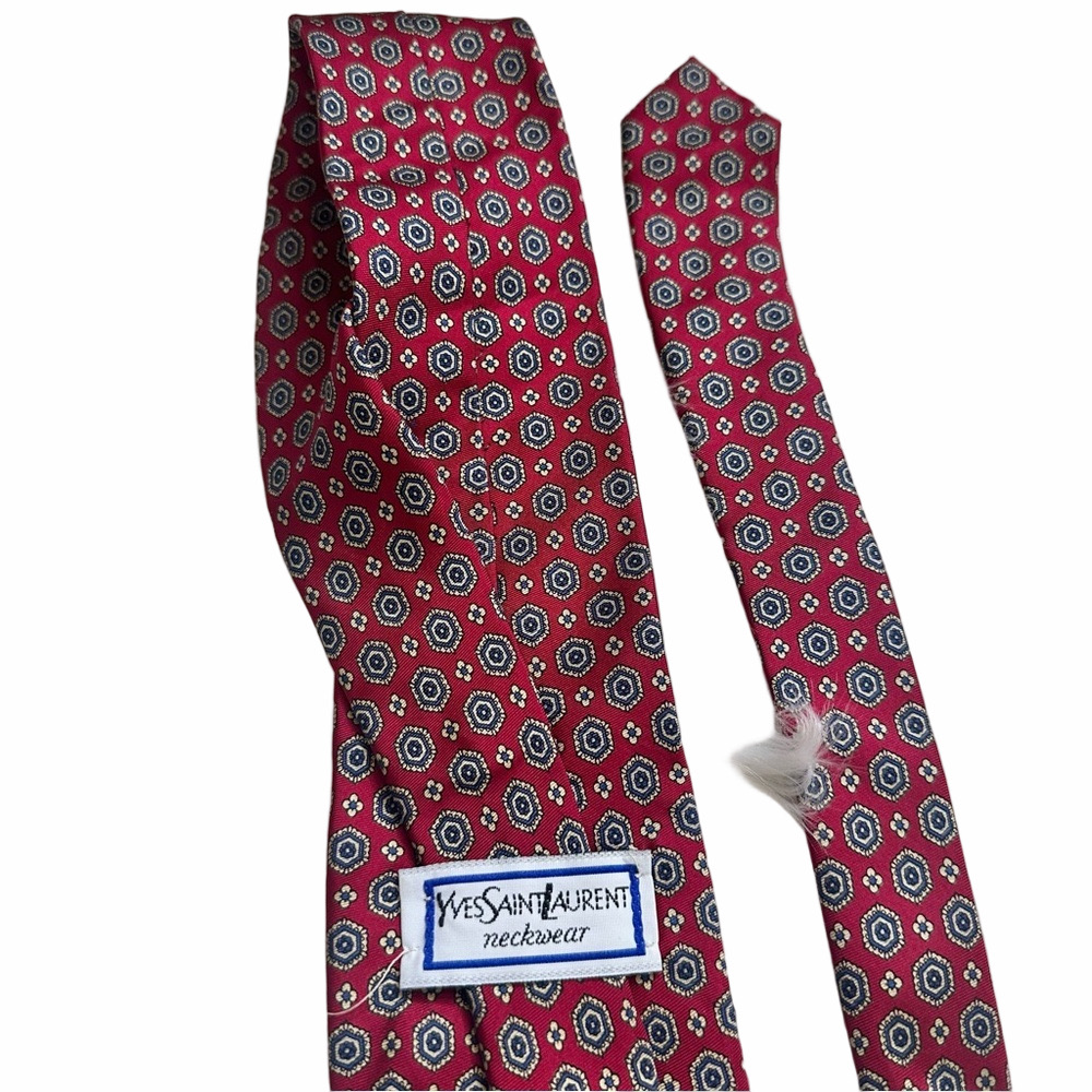 Mens Yves Saint Laurent Red Silk Tie